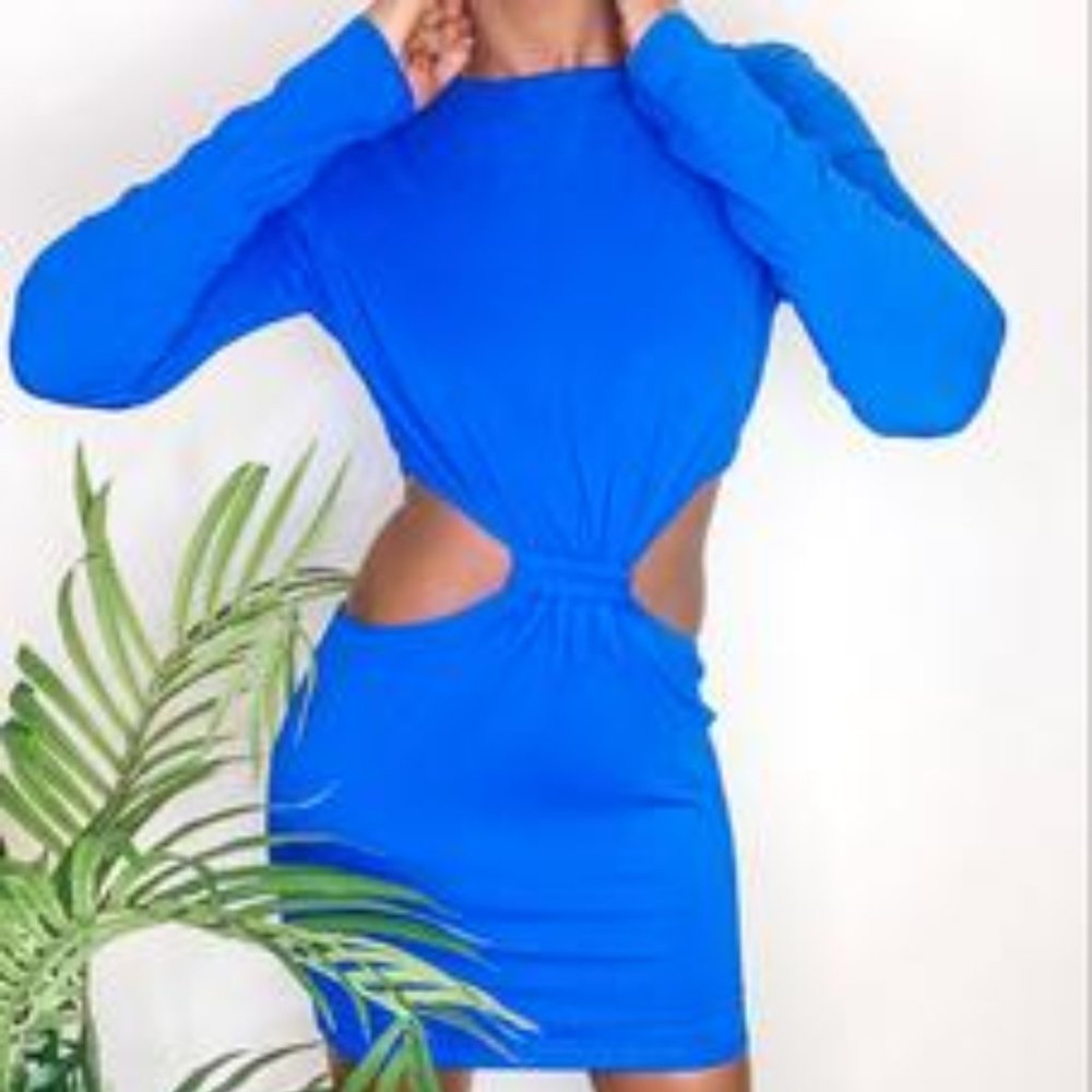 Peek- A- Blue Cutout Mini Dress